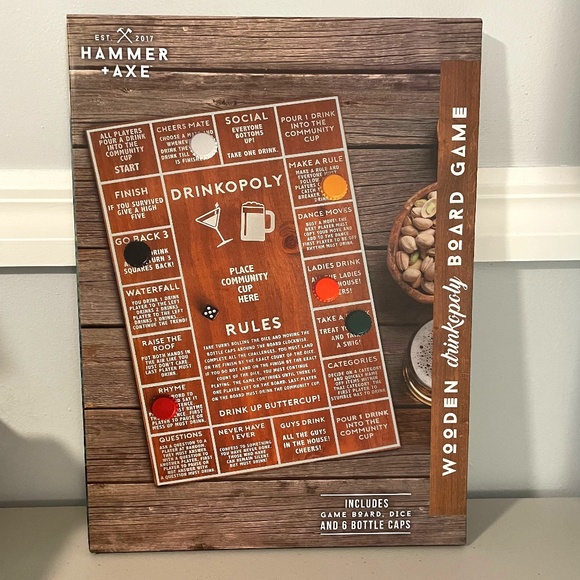 NIB Hammer & Axe Drinkopoly (Wooden) 21+Game - Picture 1 of 3
